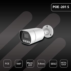 Hs IP-201S Warm Led 4MP Poe 3.6 mm Metal Bullet Güvenlik Kamerası