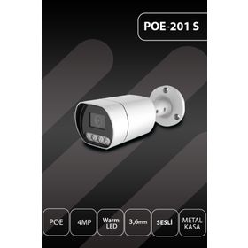 Hs IP-201S Warm Led 4MP Poe 3.6 mm Metal Bullet Güvenlik Kamerası