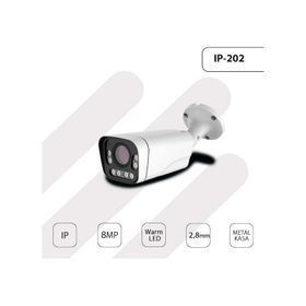 Hs IP-202 8MP 4K IP 2.8 mm Warm Led Metal Bullet Güvenlik Kamerası