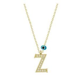 HSRC 925 Ayar Gümüş Nazar Gold Z Harfi Kadın Gümüş Kolye