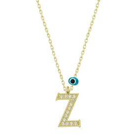 HSRC 925 Ayar Gümüş Nazar Gold Z Harfi Kadın Gümüş Kolye