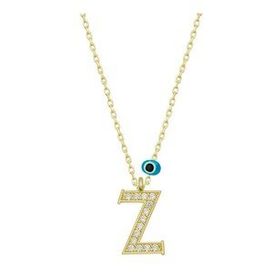 HSRC 925 Ayar Gümüş Nazar Gold Z Harfi Kadın Gümüş Kolye