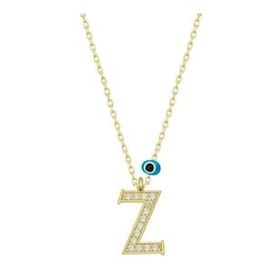 HSRC 925 Ayar Gümüş Nazar Gold Z Harfi Kadın Gümüş Kolye