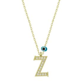 HSRC 925 Ayar Gümüş Nazar Gold Z Harfi Kadın Gümüş Kolye