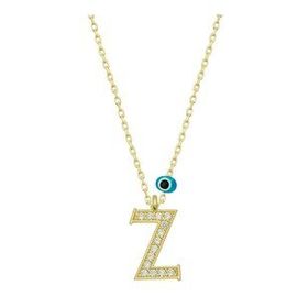 HSRC 925 Ayar Gümüş Nazar Gold Z Harfi Kadın Gümüş Kolye