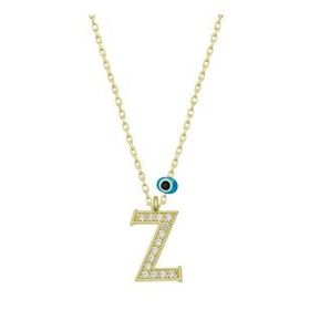HSRC 925 Ayar Gümüş Nazar Gold Z Harfi Kadın Gümüş Kolye