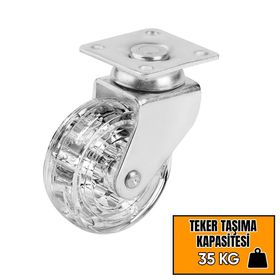 Hts 325 Şeffaf Makaralı Tablalı 50 x 20 Mobilya Tekeri