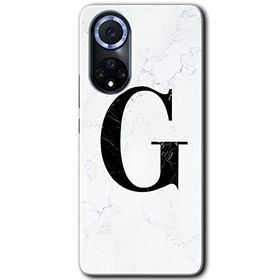 Huawei Nova 9 Beyaz Mermer Desenli G Harfi Baskılı Uyumlu Silikon Kılıf