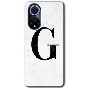 Huawei Nova 9 Beyaz Mermer Desenli G Harfi Baskılı Uyumlu Silikon Kılıf
