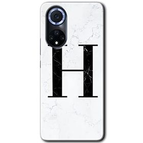 Huawei Nova 9 Beyaz Mermer Desenli H Harfi Baskılı Uyumlu Silikon Kılıf