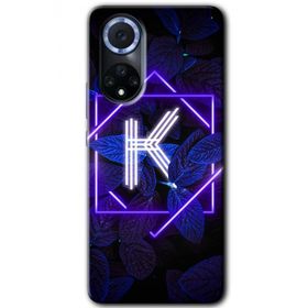 Huawei Nova 9 Dark Neon Yaprak K Harfi Baskılı Uyumlu Silikon Kılıf