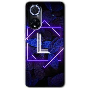 Huawei Nova 9 Dark Neon Yaprak L Harfi Baskılı Uyumlu Silikon Kılıf