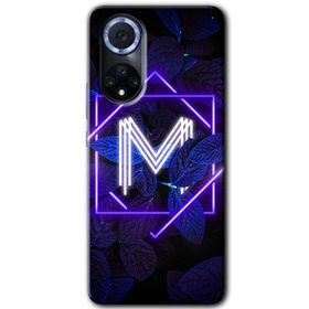 Huawei Nova 9 Dark Neon Yaprak M Harfi Baskılı Uyumlu Silikon Kılıf
