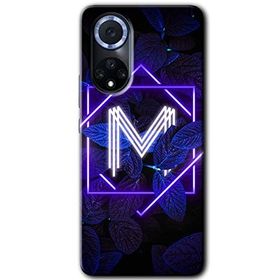 Huawei Nova 9 Dark Neon Yaprak M Harfi Baskılı Uyumlu Silikon Kılıf
