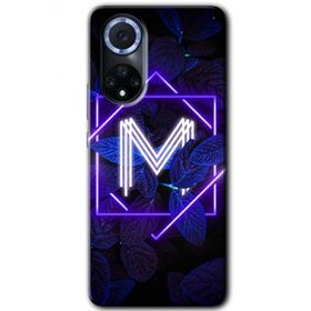 Huawei Nova 9 Dark Neon Yaprak M Harfi Baskılı Uyumlu Silikon Kılıf