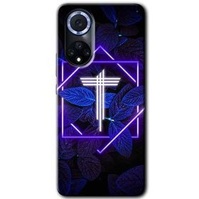 Huawei Nova 9 Dark Neon Yaprak T Harfi Baskılı Uyumlu Silikon Kılıf