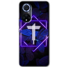 Huawei Nova 9 Dark Neon Yaprak T Harfi Baskılı Uyumlu Silikon Kılıf