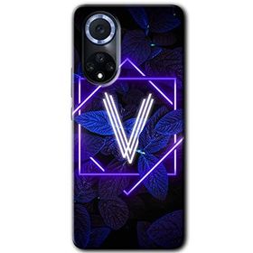 Huawei Nova 9 Dark Neon Yaprak V Harfi Baskılı Uyumlu Silikon Kılıf