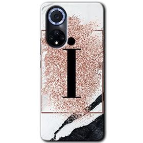 Huawei Nova 9 Pembe Mermer Desenli İ Harfi Baskılı Uyumlu Silikon Kılıf