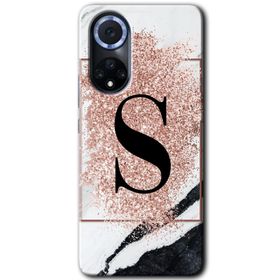 Huawei Nova 9 Pembe Mermer Desenli Ş Harfi Baskılı Uyumlu Silikon Kılıf