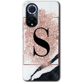 Huawei Nova 9 Pembe Mermer Desenli Ş Harfi Baskılı Uyumlu Silikon Kılıf