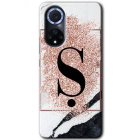 Huawei Nova 9 Pembe Mermer Desenli Ş Harfi Baskılı Uyumlu Silikon Kılıf