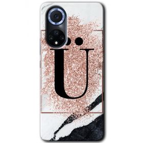 Huawei Nova 9 Pembe Mermer Desenli U Harfi Baskılı Uyumlu Silikon Kılıf