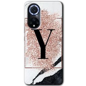 Huawei Nova 9 Pembe Mermer Desenli Y Harfi Baskılı Uyumlu Silikon Kılıf