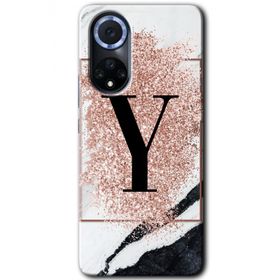 Huawei Nova 9 Pembe Mermer Desenli Y Harfi Baskılı Uyumlu Silikon Kılıf