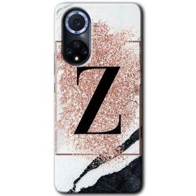 Huawei Nova 9 Pembe Mermer Desenli Z Harfi Baskılı Uyumlu Silikon Kılıf
