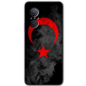Huawei Nova 9 SE Black Ayyıldız Baskılı Uyumlu Silikon Kılıf