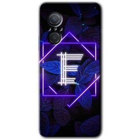 Huawei Nova 9 SE Dark Neon Yaprak E Harfi Baskılı Uyumlu Silikon Kılıf