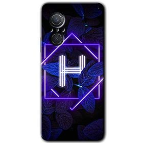 Huawei Nova 9 SE Dark Neon Yaprak H Harfi Baskılı Uyumlu Silikon Kılıf