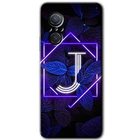 Huawei Nova 9 SE Dark Neon Yaprak J Harfi Baskılı Uyumlu Silikon Kılıf