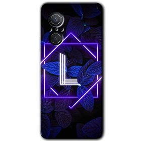 Huawei Nova 9 SE Dark Neon Yaprak L Harfi Baskılı Uyumlu Silikon Kılıf