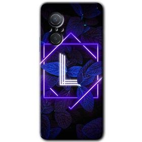 Huawei Nova 9 SE Dark Neon Yaprak L Harfi Baskılı Uyumlu Silikon Kılıf