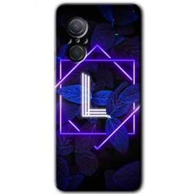 Huawei Nova 9 SE Dark Neon Yaprak L Harfi Baskılı Uyumlu Silikon Kılıf