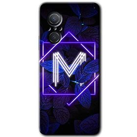 Huawei Nova 9 SE Dark Neon Yaprak M Harfi Baskılı Uyumlu Silikon Kılıf