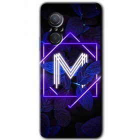 Huawei Nova 9 SE Dark Neon Yaprak M Harfi Baskılı Uyumlu Silikon Kılıf