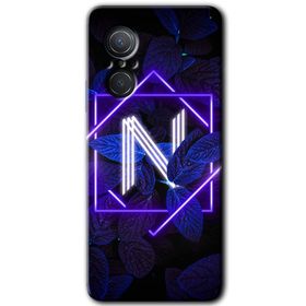 Huawei Nova 9 SE Dark Neon Yaprak N Harfi Baskılı Uyumlu Silikon Kılıf