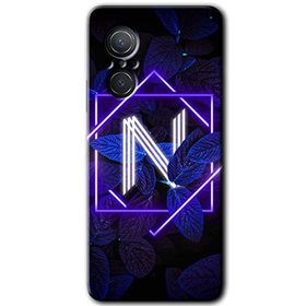 Huawei Nova 9 SE Dark Neon Yaprak N Harfi Baskılı Uyumlu Silikon Kılıf