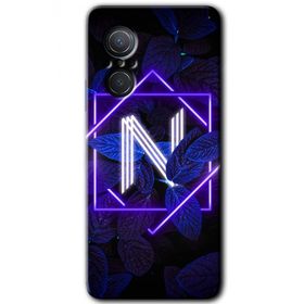 Huawei Nova 9 SE Dark Neon Yaprak N Harfi Baskılı Uyumlu Silikon Kılıf
