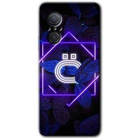 Huawei Nova 9 SE Dark Neon Yaprak O Harfi Baskılı Uyumlu Silikon Kılıf