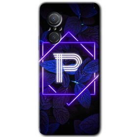 Huawei Nova 9 SE Dark Neon Yaprak P Harfi Baskılı Uyumlu Silikon Kılıf
