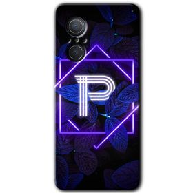 Huawei Nova 9 SE Dark Neon Yaprak P Harfi Baskılı Uyumlu Silikon Kılıf