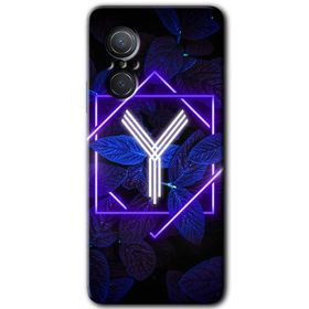 Huawei Nova 9 SE Dark Neon Yaprak P Harfi Baskılı Uyumlu Silikon Kılıf