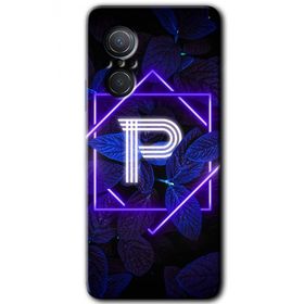 Huawei Nova 9 SE Dark Neon Yaprak P Harfi Baskılı Uyumlu Silikon Kılıf