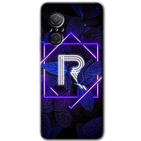 Huawei Nova 9 SE Dark Neon Yaprak R Harfi Baskılı Uyumlu Silikon Kılıf