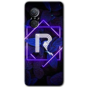 Huawei Nova 9 SE Dark Neon Yaprak R Harfi Baskılı Uyumlu Silikon Kılıf