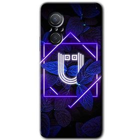 Huawei Nova 9 SE Dark Neon Yaprak U Harfi Baskılı Uyumlu Silikon Kılıf